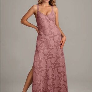 Azazie Mauve Floral Maxi Dress